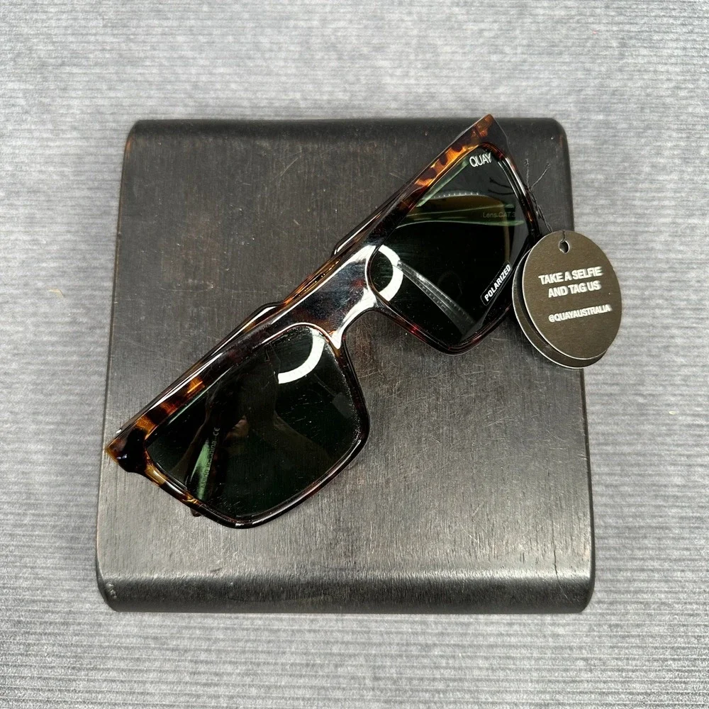 Quay Australia Let It Run Polarized Sunglasses Tortoise Square Frame NEW